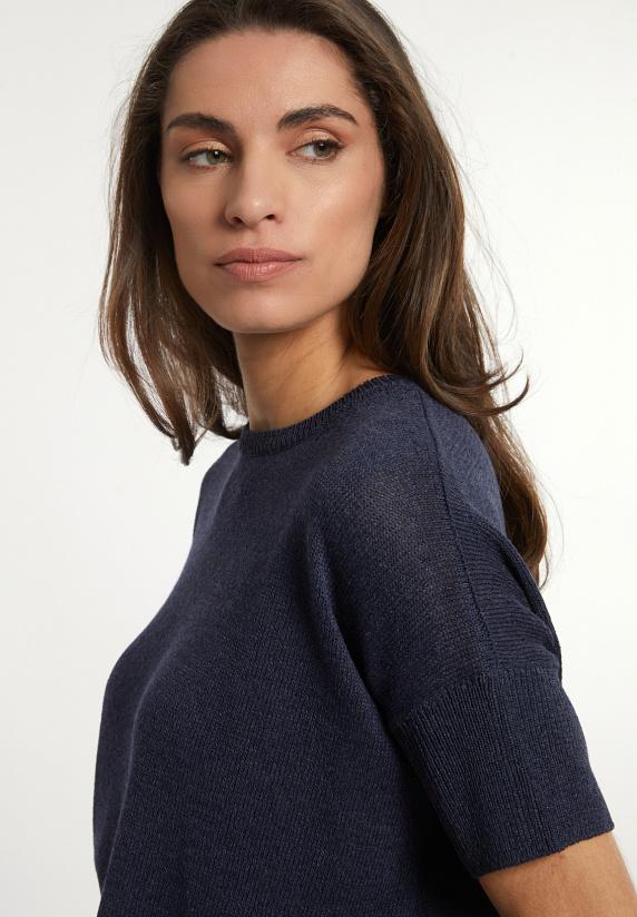 River Woods Wijde Trui Ronde Hals Korte Mouwen Blauw