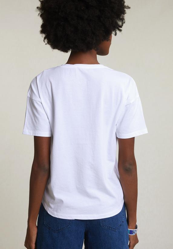 River Woods Witte Basic V-hals T-shirt Korte Mouwen