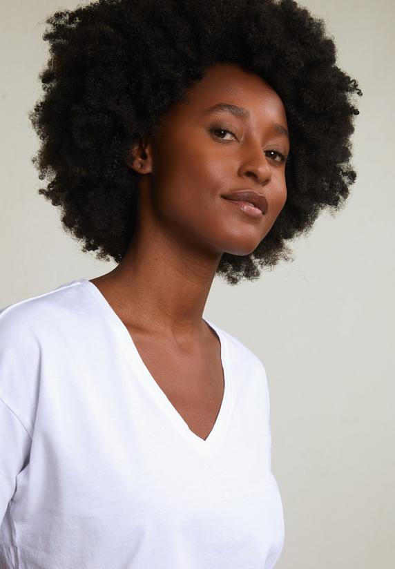 River Woods Witte Basic V-hals T-shirt Korte Mouwen