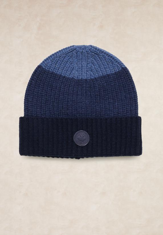 river woods Wol-kasjmier 3-kleurige gestreepte muts navy