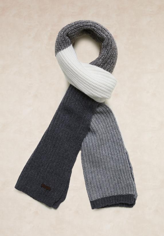 river woods Wol-kasjmier gestreepte sjaal charcoal mix