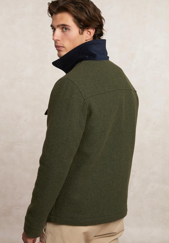 River Woods Wolmix Overhemd Jas Dubbele Borstzak Kaki