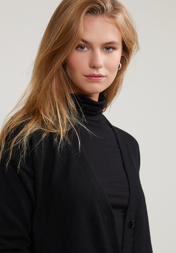 River Woods Zwarte V-hals Cardigan Met Knopen 2 Zakken