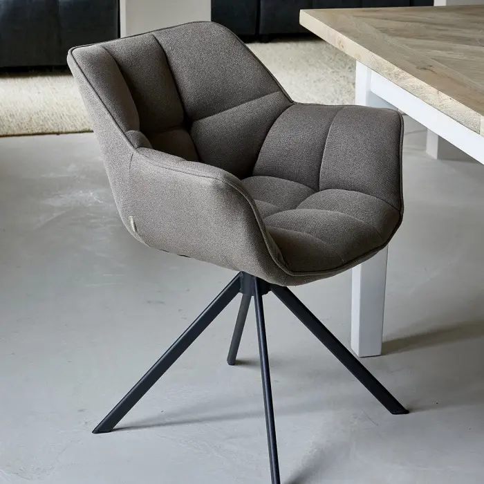 Riviera Maison Draaibare Eetkamerstoel Carnaby Dark Taupe