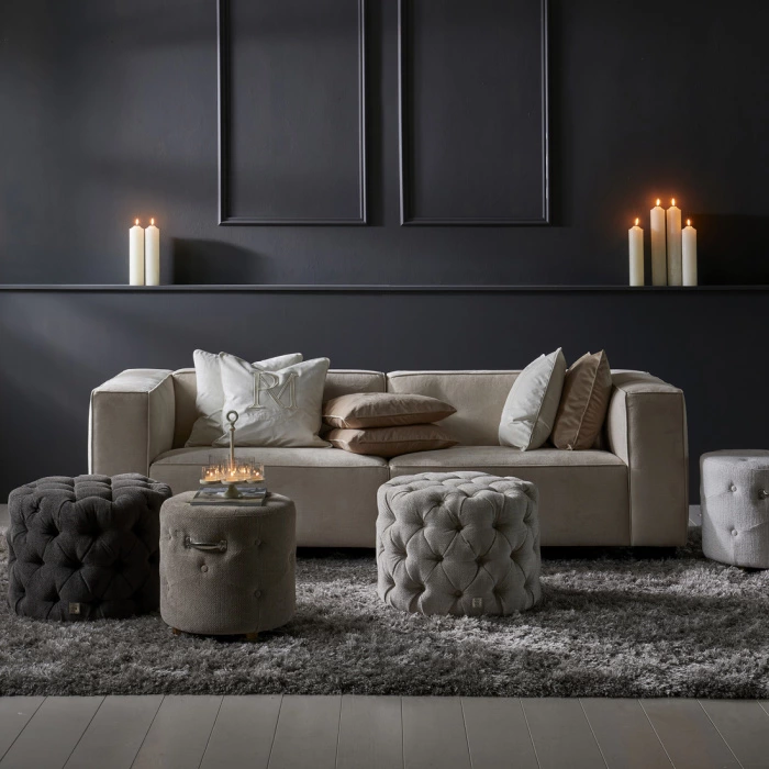 Riviera Maison Kussenhoes RM Monogram Velvet Wit 50x50