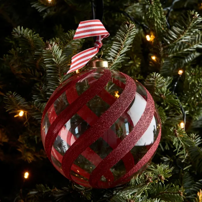 Riviera Maison Ornament Glitter & Celebrate Rood Ø15cm