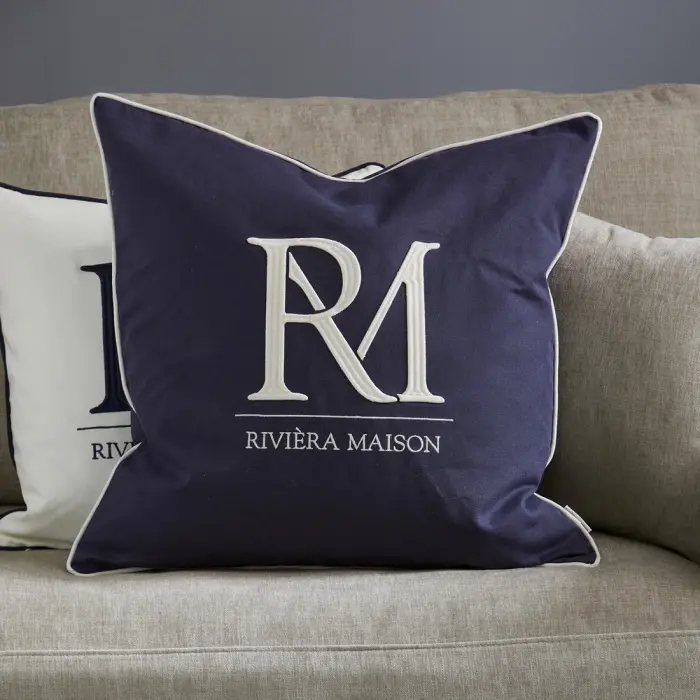 Riviera Maison Kussenhoes RM Monogram Blauw 60x60