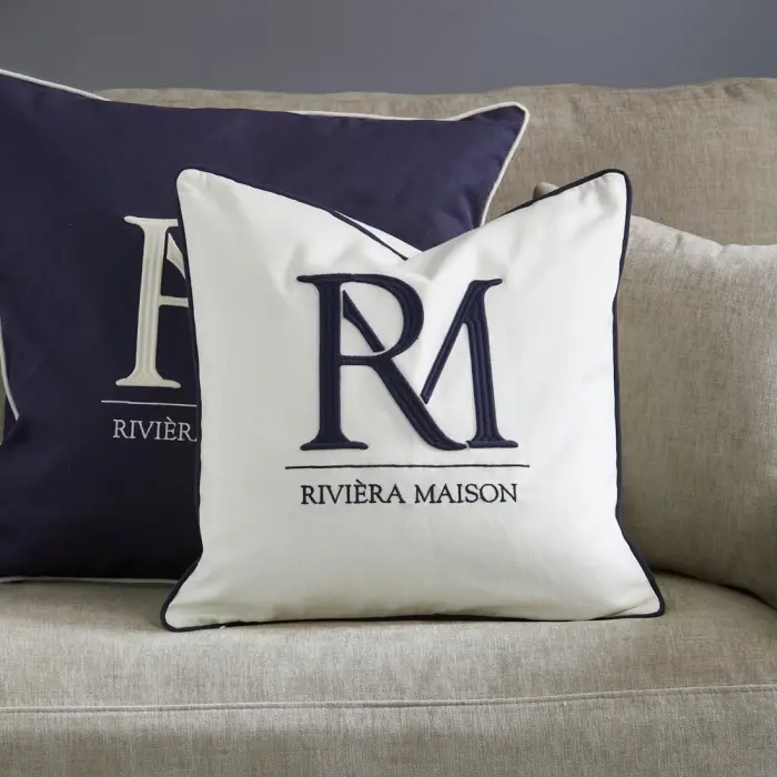 Riviera Maison Kussenhoes RM Monogram Wit 50x50