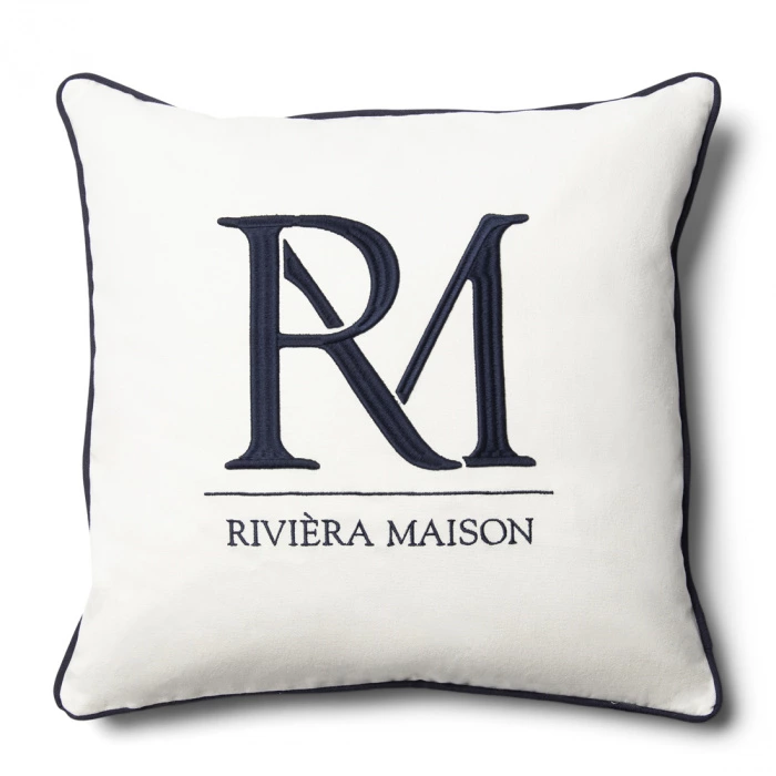riviera maison Kussenhoes RM Monogram wit 50x50