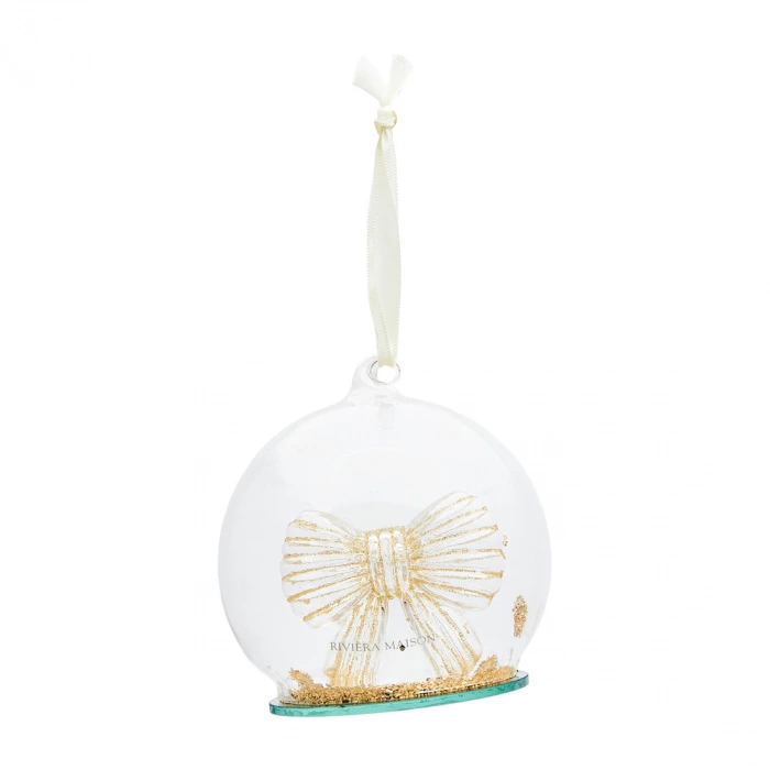 riviera maison Ornament Glittery Bow Zilver Ø12cm