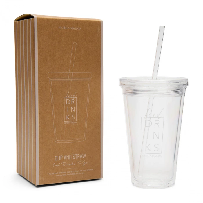 Riviera Maison To Go Cup & Straw Iced Drinks