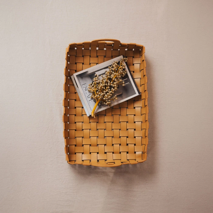 Riviera Maison Tray Florence 61x44 Gerecycled Leer