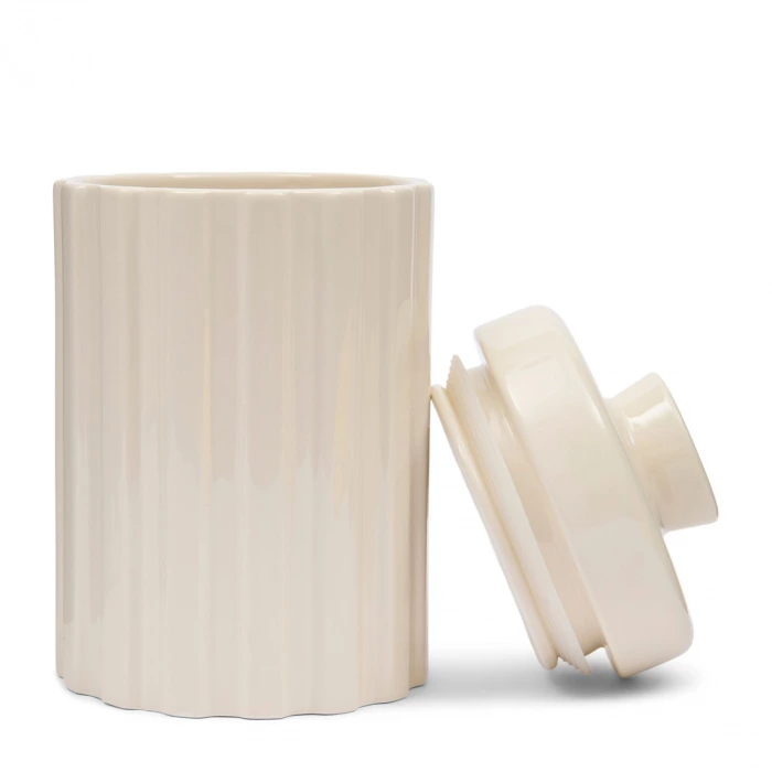 Riviera Maison Voorraadpot Clay Ribbed Wit Hoog