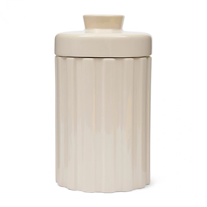 riviera maison Voorraadpot Clay Ribbed Wit Hoog