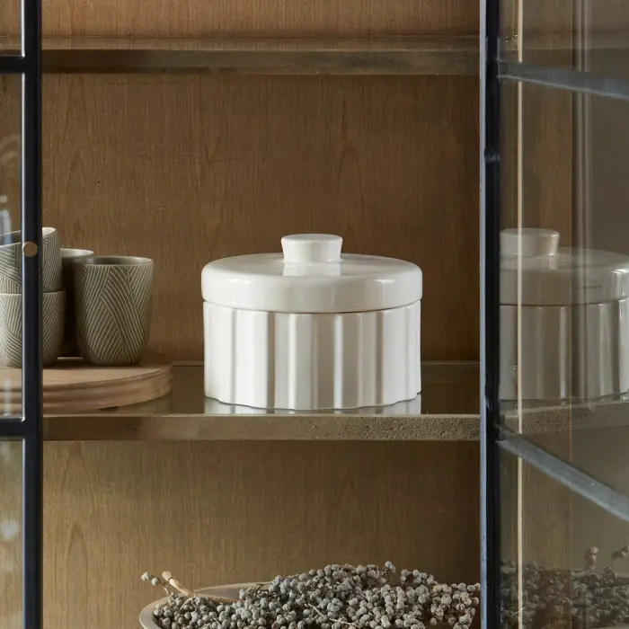 Riviera Maison Voorraadpot Clay Ribbed Wit Wijd
