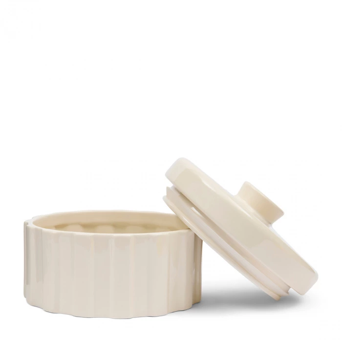 Riviera Maison Voorraadpot Clay Ribbed Wit Wijd