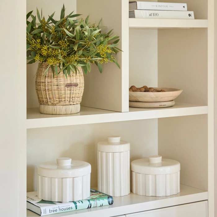 Riviera Maison Voorraadpot Clay Ribbed Wit Wijd