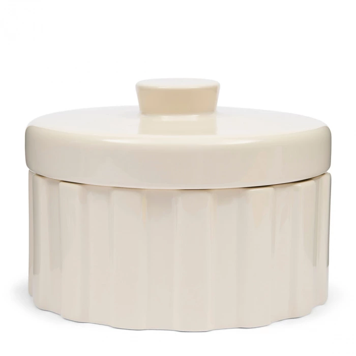 riviera maison Voorraadpot Clay Ribbed Wit Wijd
