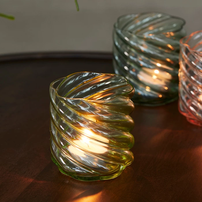 Riviera Maison Waxinelichthouder Swirl Lichtgroen