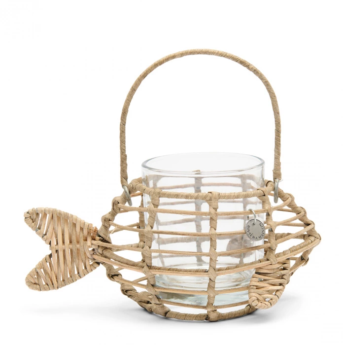 riviera maison Waxinelichthouder Classic Fish Rustic Rattan