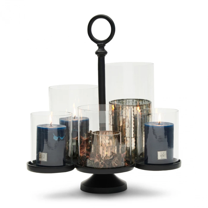 Riviera Maison Windlicht Lisbon Multiple Hurricane Zwart