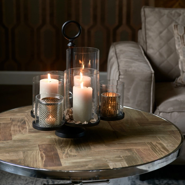 Riviera Maison Windlicht Lisbon Multiple Hurricane Zwart