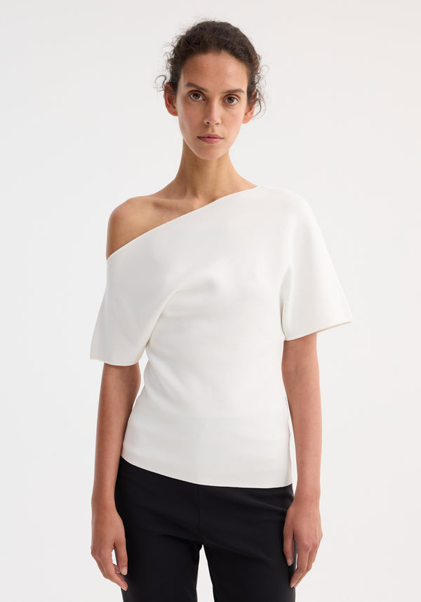 Róhe Asymmetrical Punto Milano Knitted Top | Off White