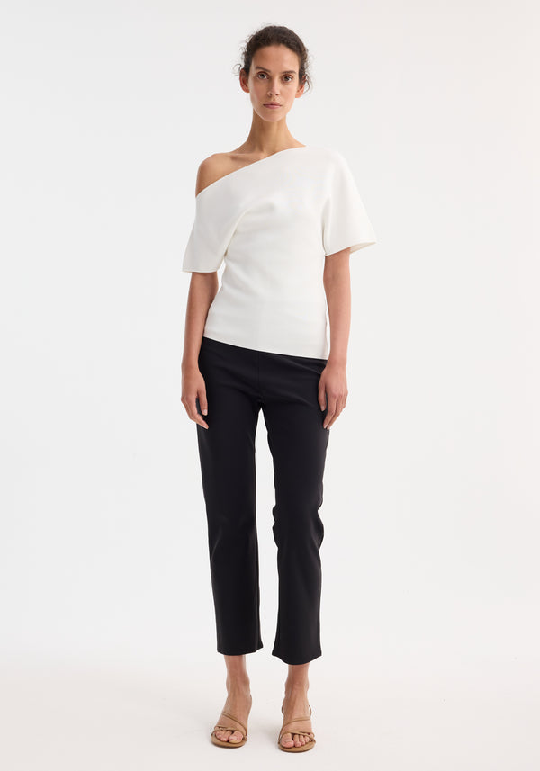 róhe asymmetrical punto milano knitted top | off white