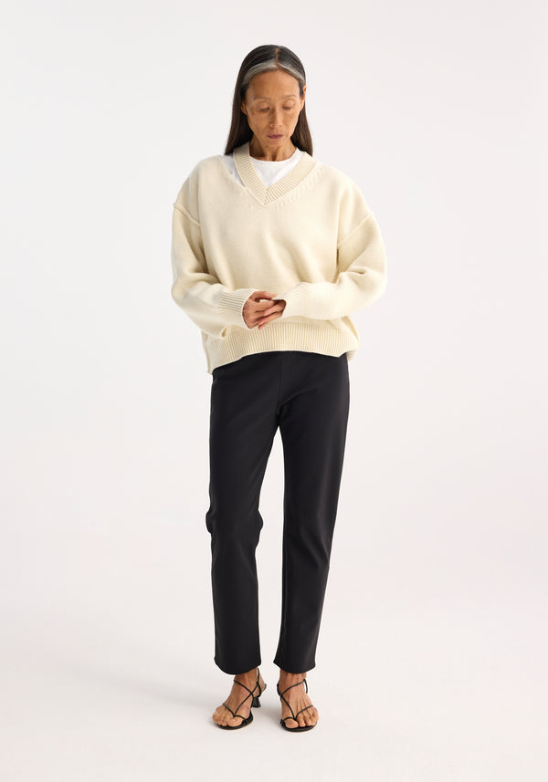 róhe deconstructed cashmere knitted v-neck | off white