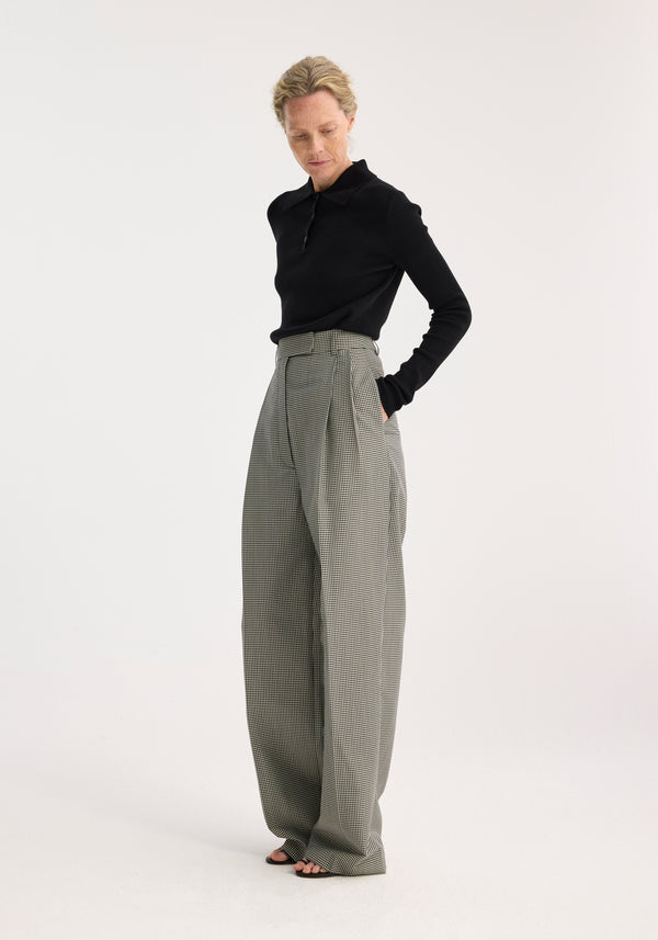 Róhe High-waist Mini Check Trousers | Cream / Black Small Check