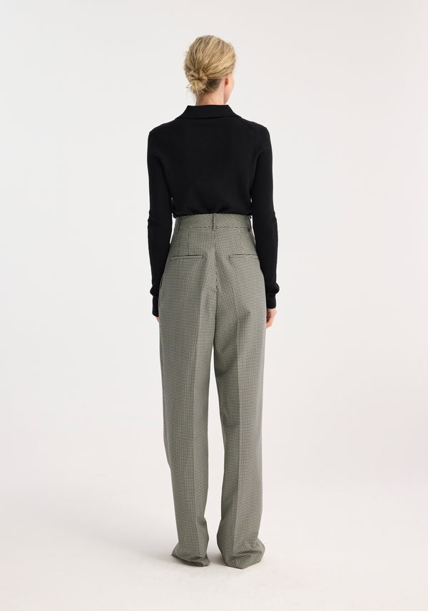 Róhe High-waist Mini Check Trousers | Cream / Black Small Check