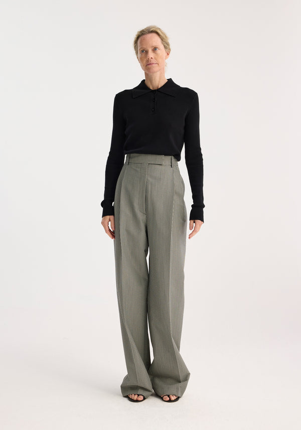 róhe high-waist mini check trousers | cream / black small check