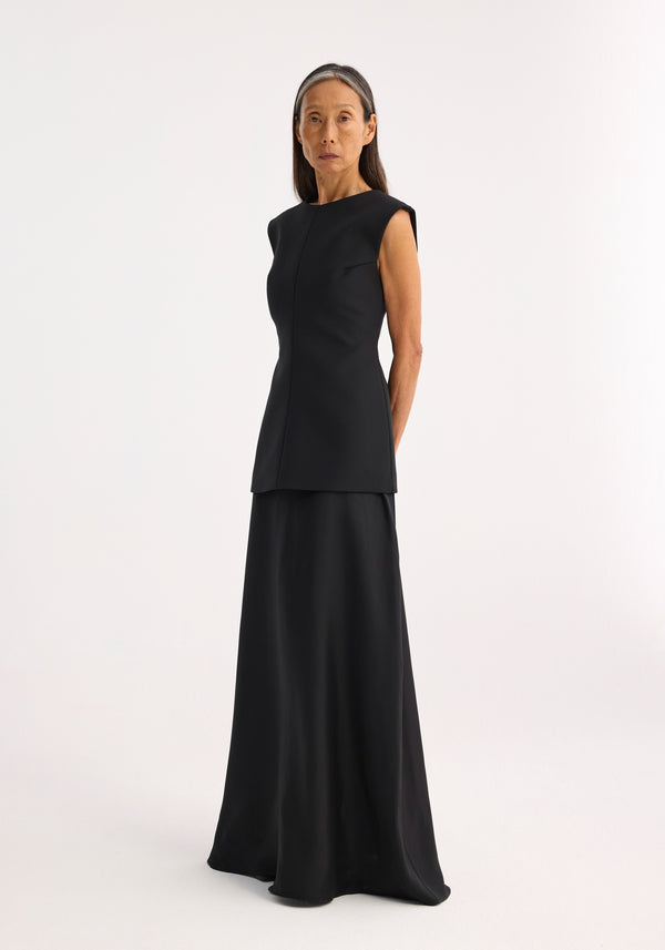 Róhe Open Back Dress With Integrated Silk Skirt | Black