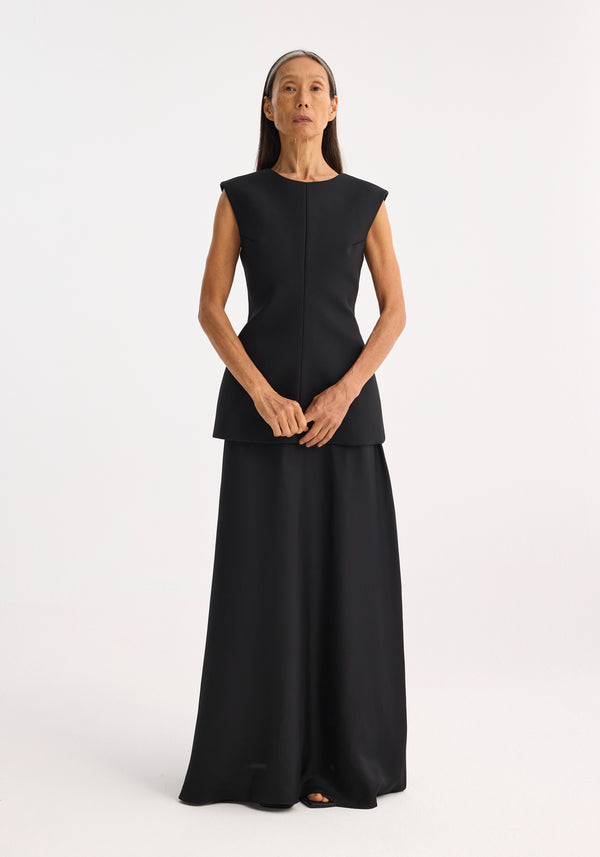 Róhe Open Back Dress With Integrated Silk Skirt | Black