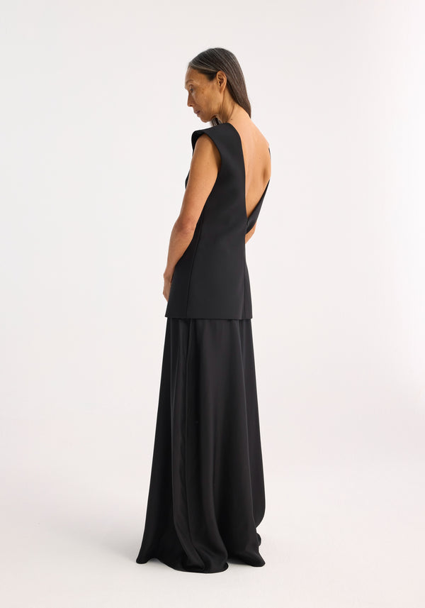 róhe open back dress with integrated silk skirt | black