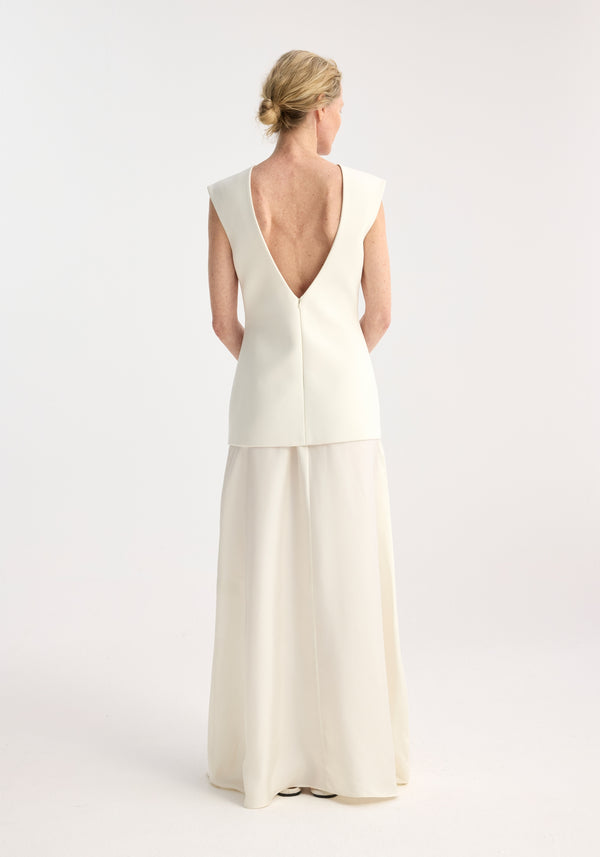 Róhe Open Back Dress With Integrated Silk Skirt | Cream