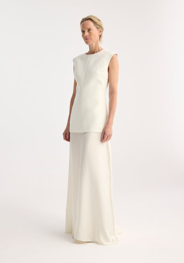 Róhe Open Back Dress With Integrated Silk Skirt | Cream