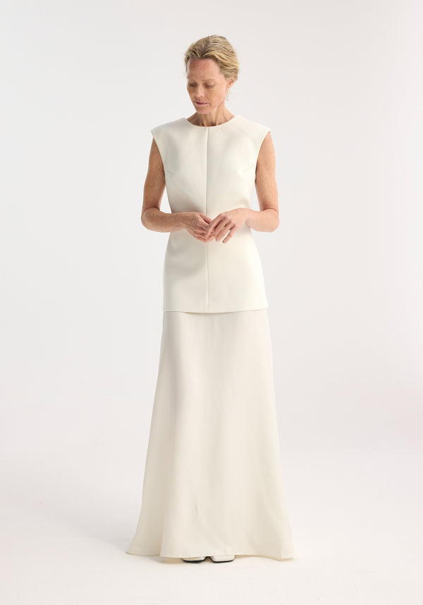 róhe open back dress with integrated silk skirt | cream
