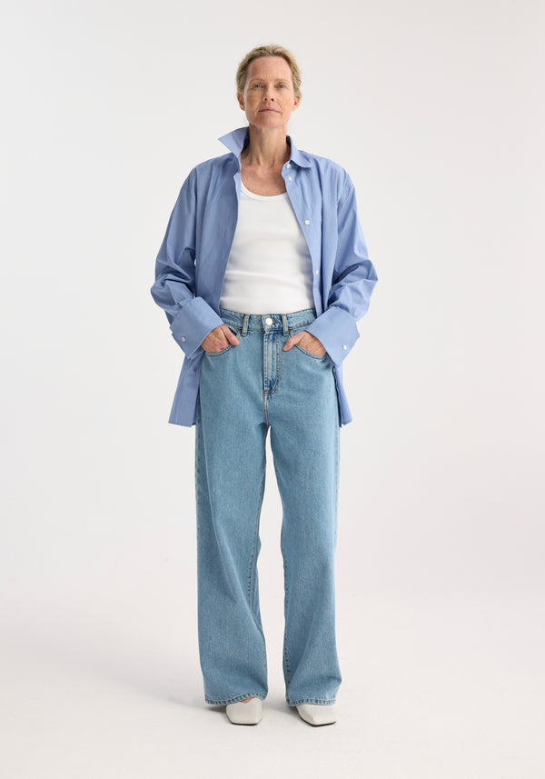 róhe oversized striped shirt | light blue / white stripe