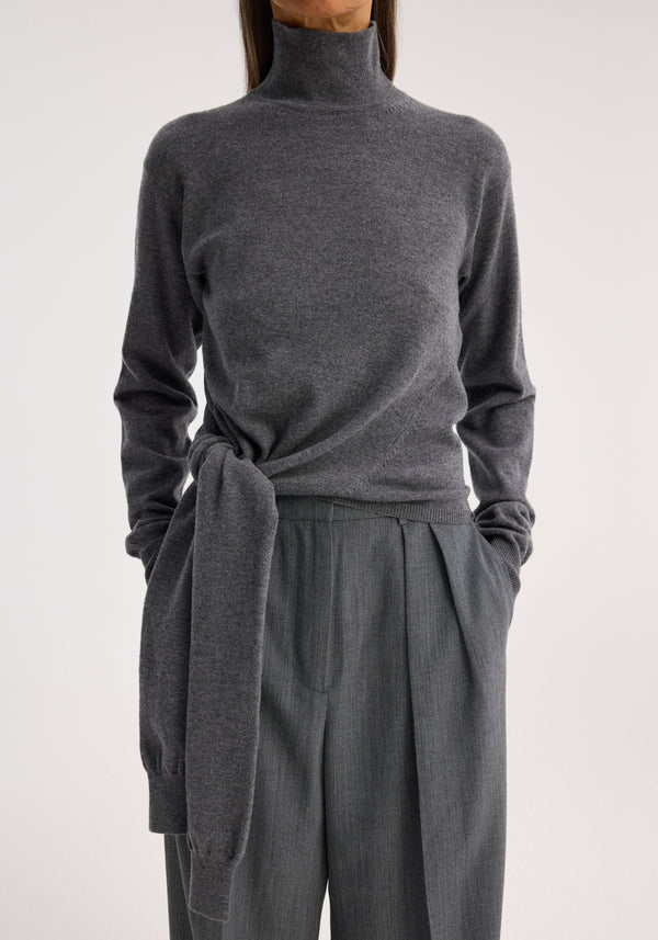 róhe 4-sleeved knotted jumper | mid grey melange
