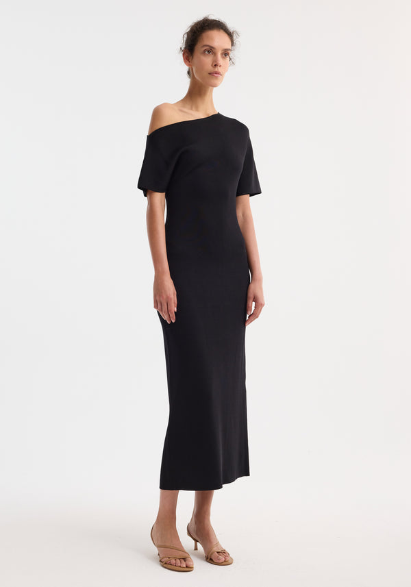 Róhe Asymmetrical Knitted Dress | Black