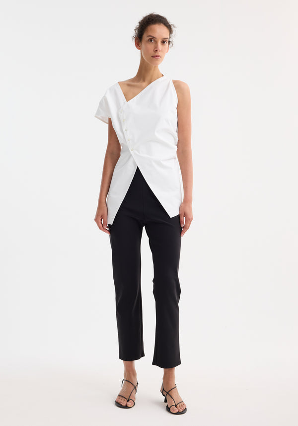 róhe asymmetrical poplin top | optic white