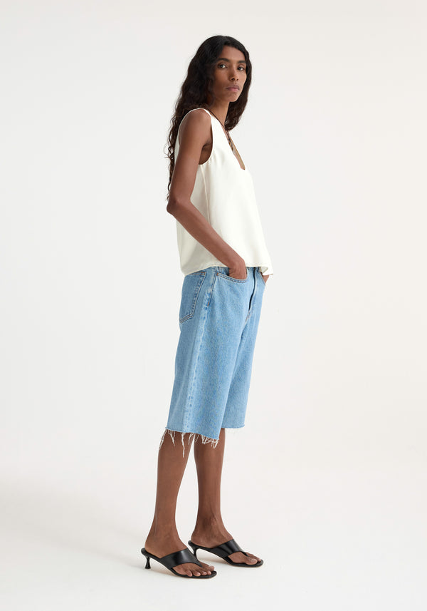 Róhe Baggy Fit Denim Shorts | Denim Blue