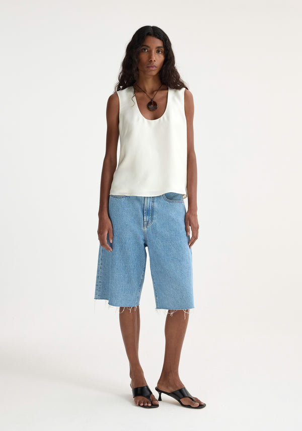 róhe baggy fit denim shorts | denim blue