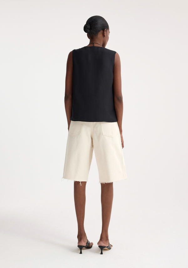 Róhe Baggy Fit Denim Shorts | Ecru