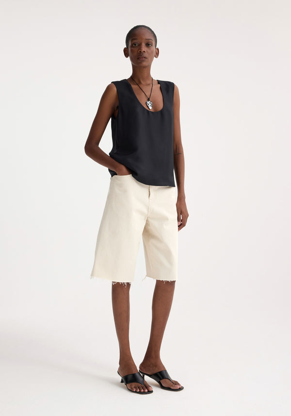 Róhe Baggy Fit Denim Shorts | Ecru