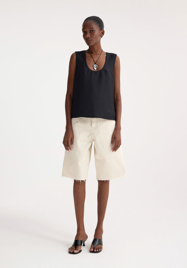 róhe baggy fit denim shorts | ecru