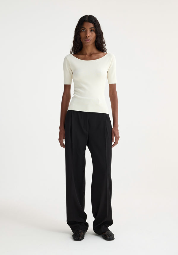 róhe boat neck knitted top | off white