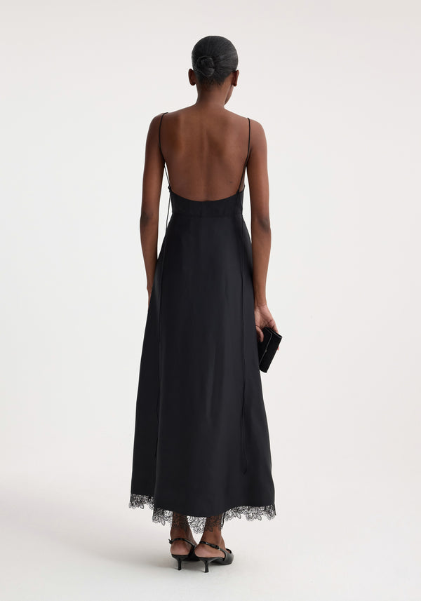 Róhe Bustier Silk Lace Dress | Black