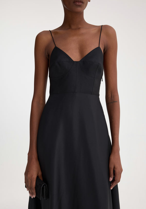 Róhe Bustier Silk Lace Dress | Black